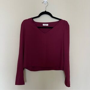 SOLD - Aritzia Babaton Murphy Long Sleeve Blouse in Wine Red, Size XS